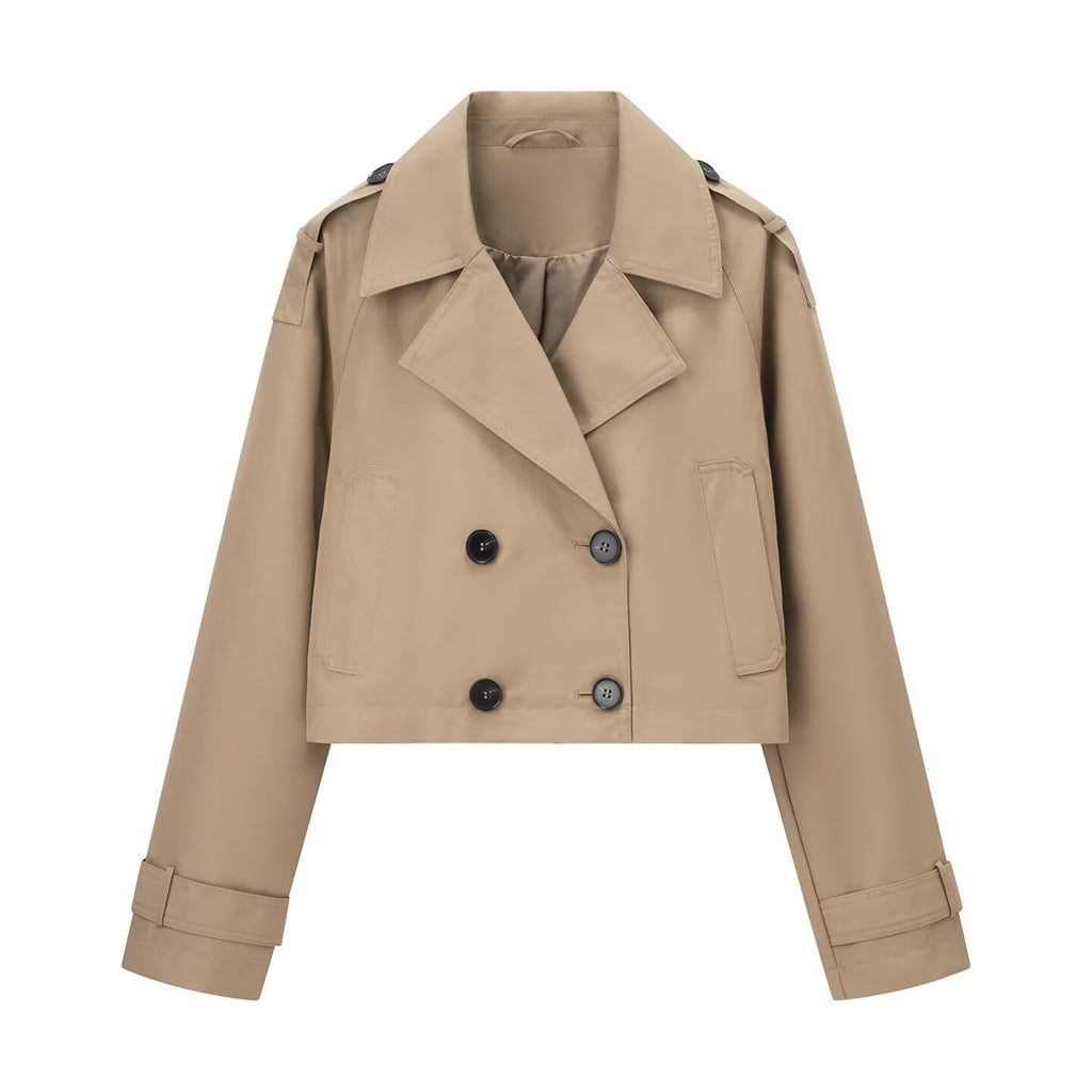 Léa Cropped Double-Breasted Trench Jacket