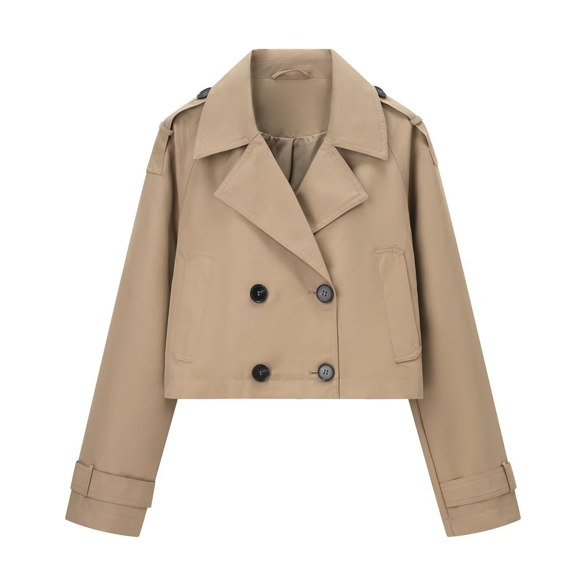 Léa Cropped Double-Breasted Trench Jacket