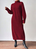 Rosella Ribbed Knit Midi Turtleneck Dress