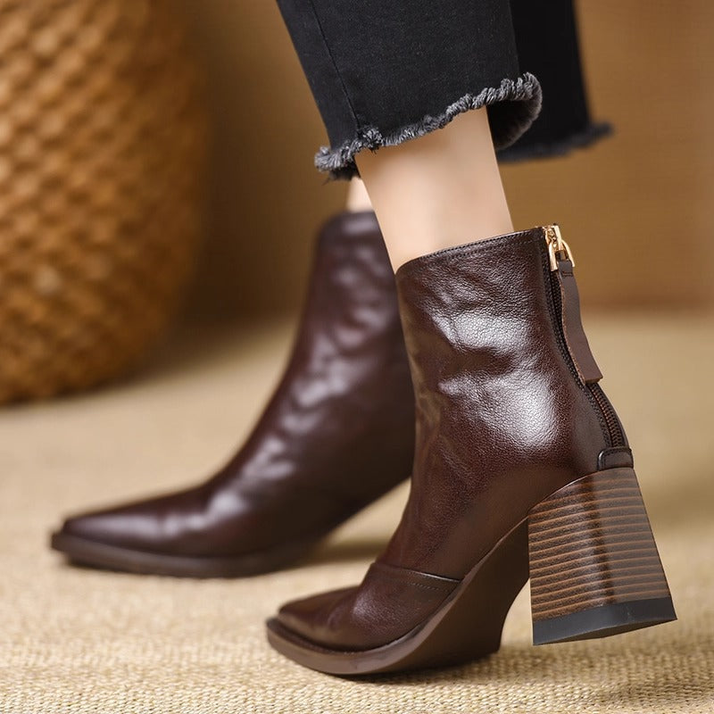 Élise Vintage Vegan Leather High-Heel Booties