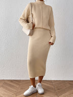 Léa Elegant Knit Turtleneck & Midi Skirt Co-Ord