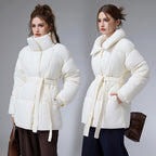Rosella Stand Collar Belted Puffer Coat