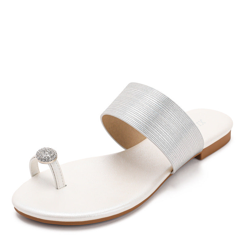 Élise Rhinestone Beach Flat Sandals