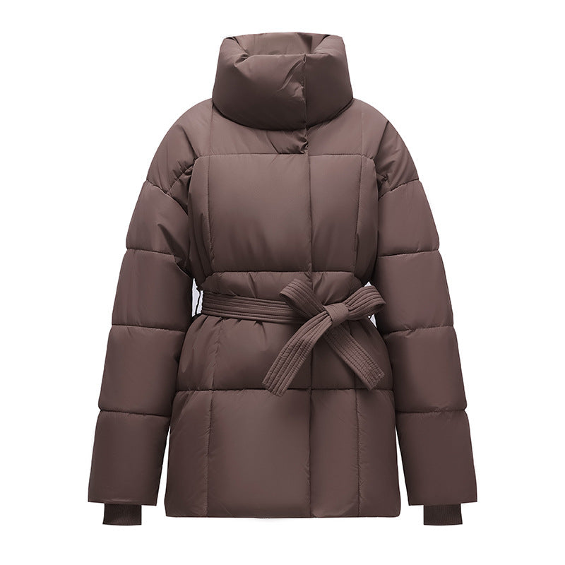 Rosella Stand Collar Belted Puffer Coat