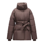 Rosella Stand Collar Belted Puffer Coat