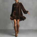 Léa Velvet Ruffle Hem Mini Dress