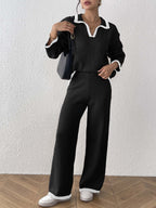 Léa Contrast Long Sleeve Loungewear Set