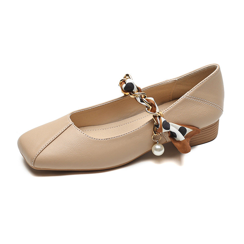 Élise French Scarved Square Toe Mary Jane Flats