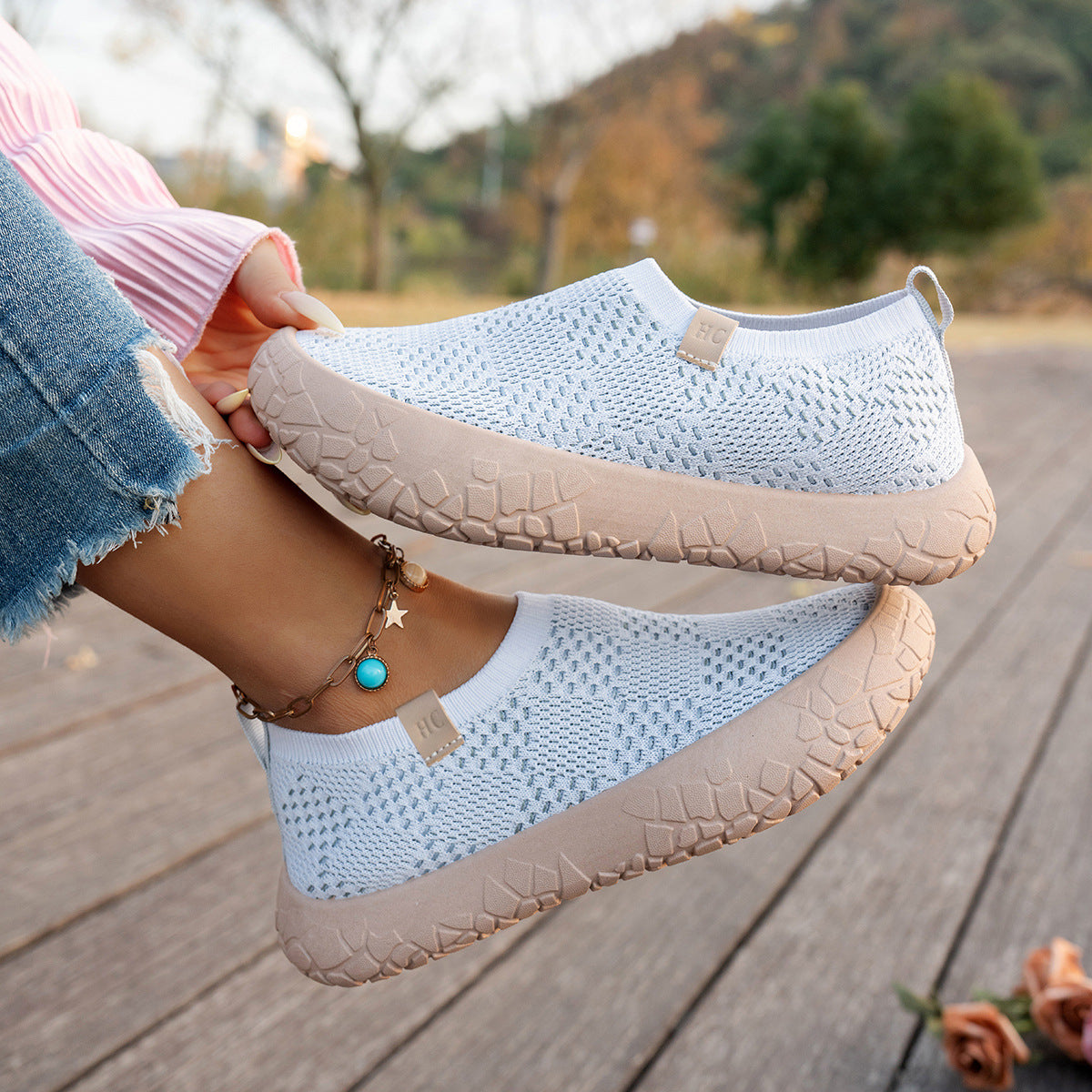 Élise Checkered Knitted Comfortable Orthopedic Walking Shoes