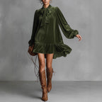 Léa Velvet Ruffle Hem Mini Dress