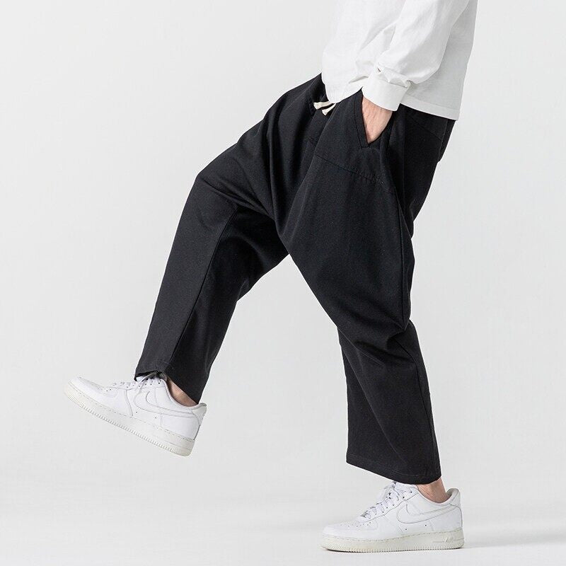 Urban Theory Baggy Drop-Crotch Cotton-Blend Pants