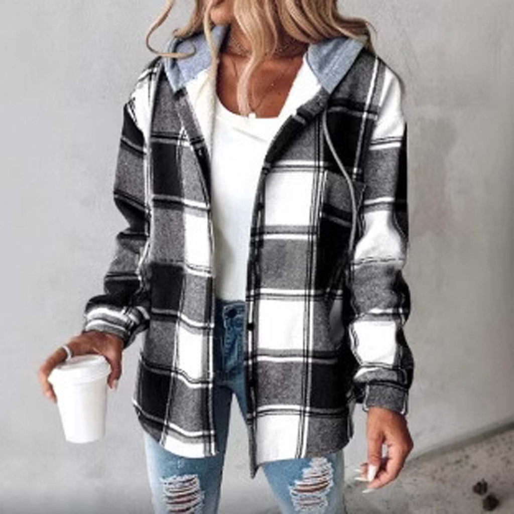 Léa Cozy Plaid Hooded Layering Jacket