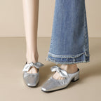 Élise Scrunched Bow Slip-On Mules