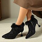 Élise Leopard Print Stiletto Ankle Boots