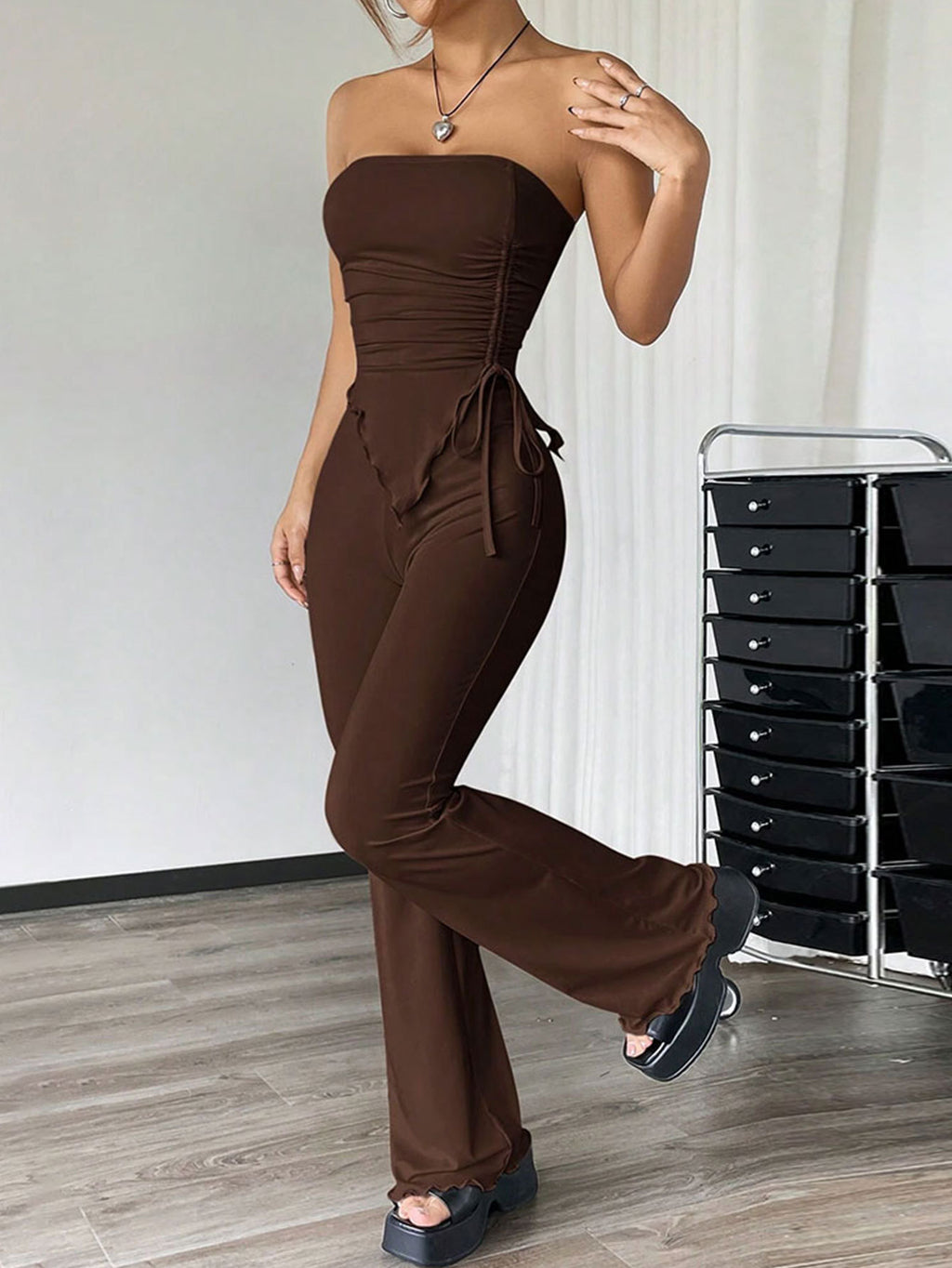 Léa Modern Ribbed Tube Top & Slim Pants Set