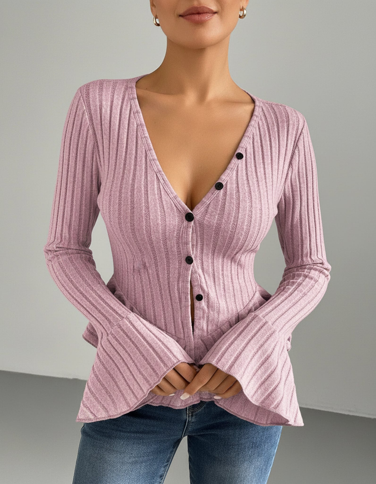 Léa Ruffled Peplum Knit Blouse