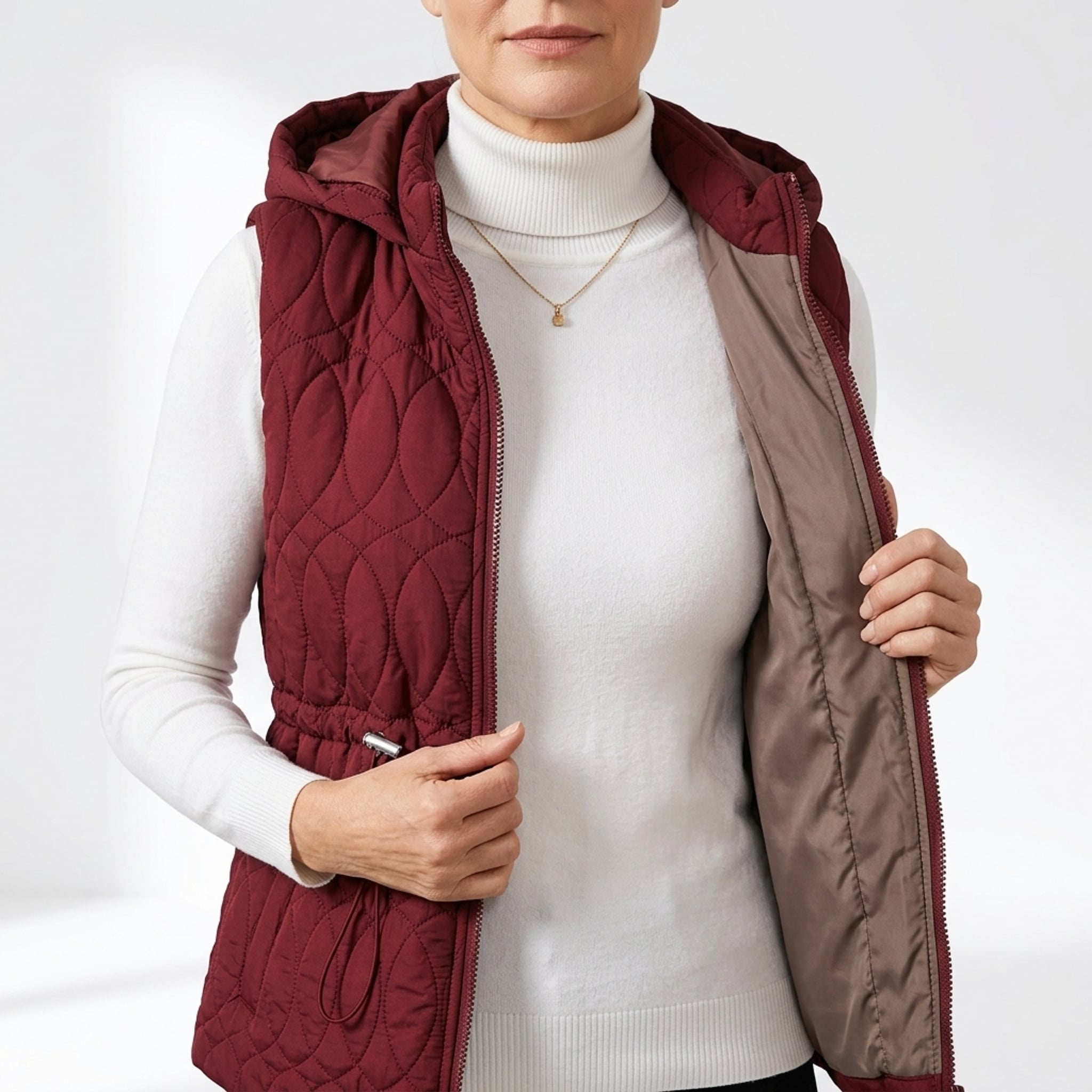 Léa Hooded Quilted Lightweight Vest Jacket