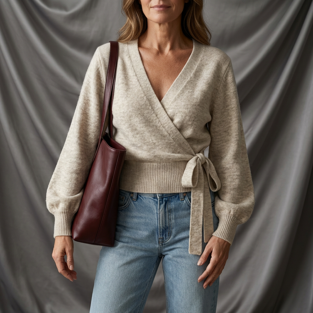 Léa Cross V-Neck Tie Waist Sweater