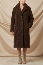 Léa Luxe Plush Lapel Long Coat