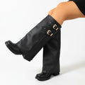 Élise Retro Western Buckle Mid-Calf Boots