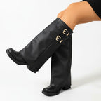 Élise Retro Western Buckle Mid-Calf Boots