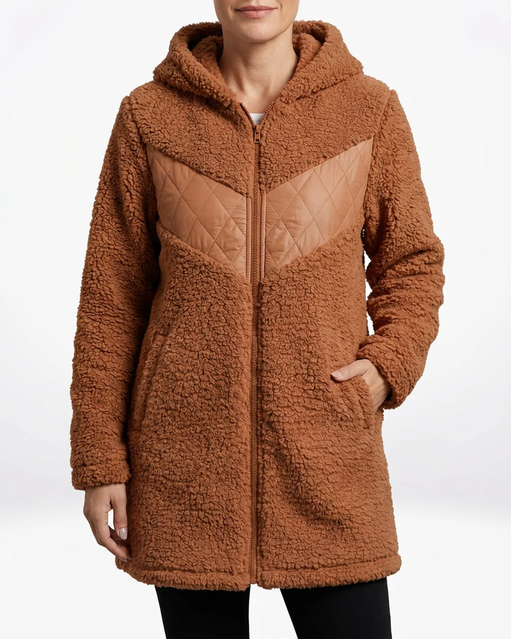Léa Plush Fleece Hooded Quilted Jacket