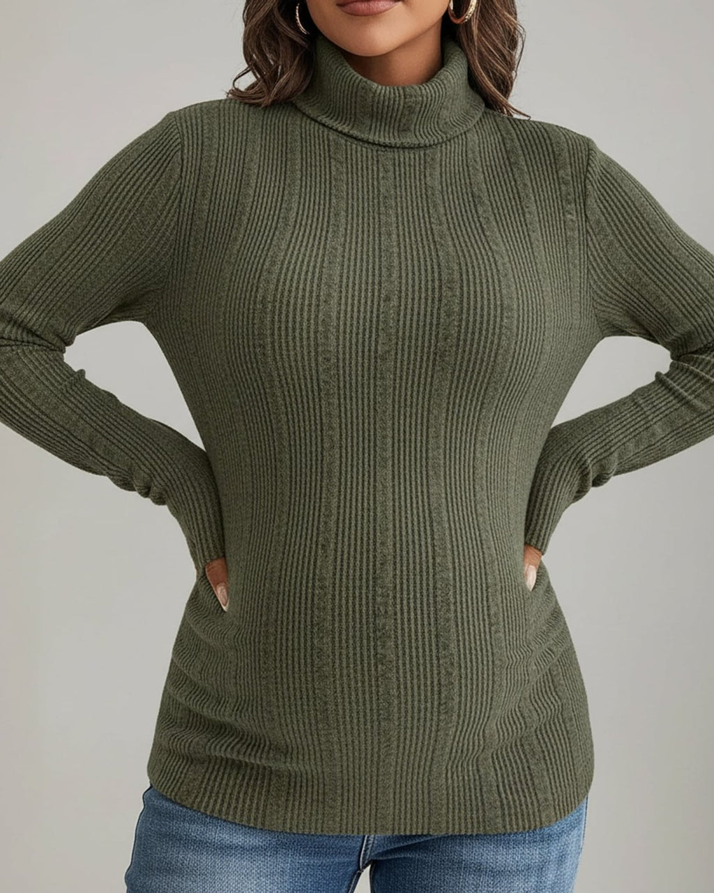 Léa Classic Maternity Ribbed Knit Turtleneck