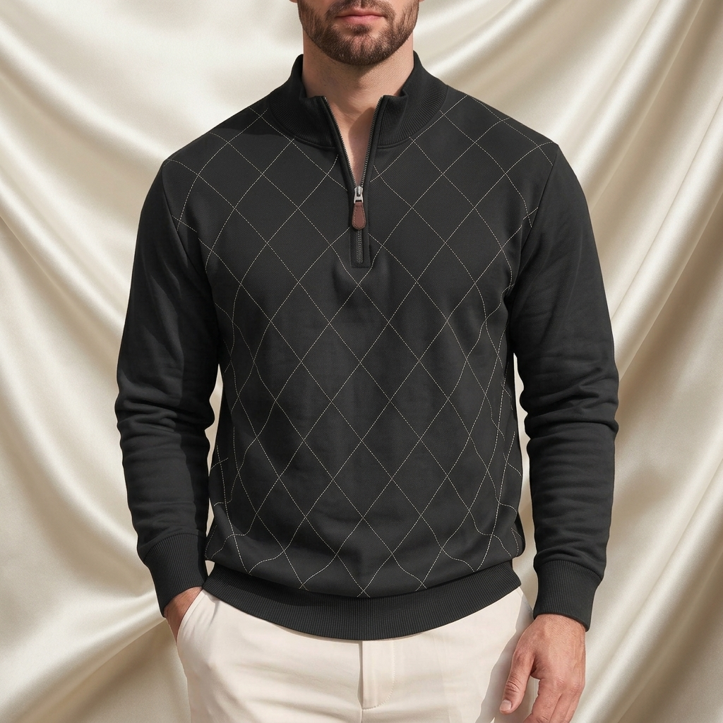 Blake Holloway Diamond Knit Mock Neck Pullover