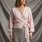 Léa Cross V-Neck Tie Waist Sweater