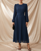 Léa Winter Long Sleeve Pleated A-Line Dress