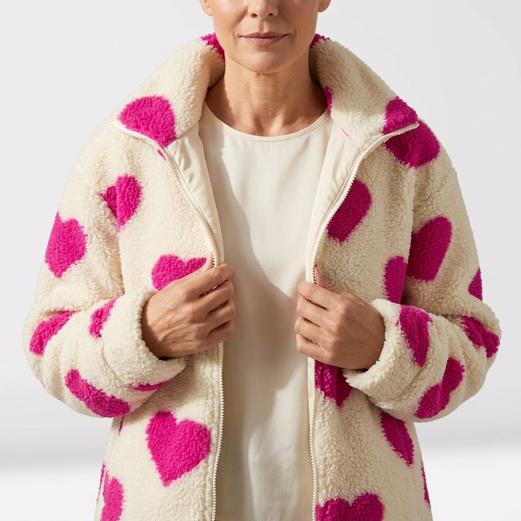 Léa Women's Cozy Hearts Plush Zip Jacket
