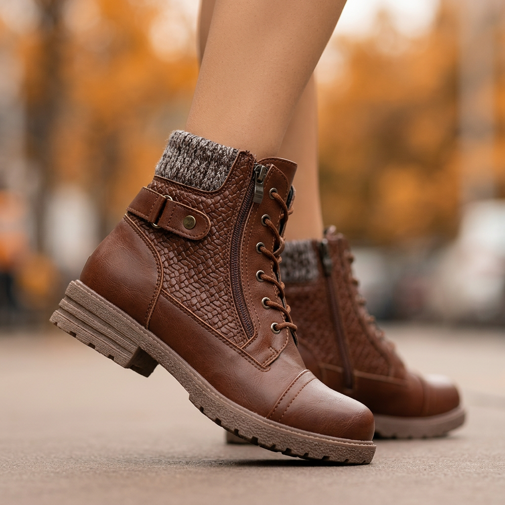 Élise Cozy Knit Collar Zip-Up Boots