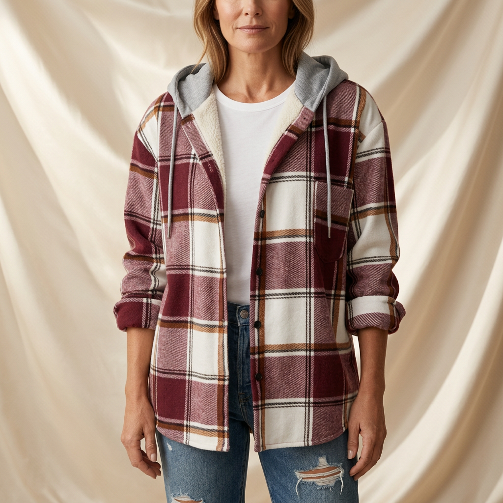 Léa Cozy Plaid Hooded Layering Jacket