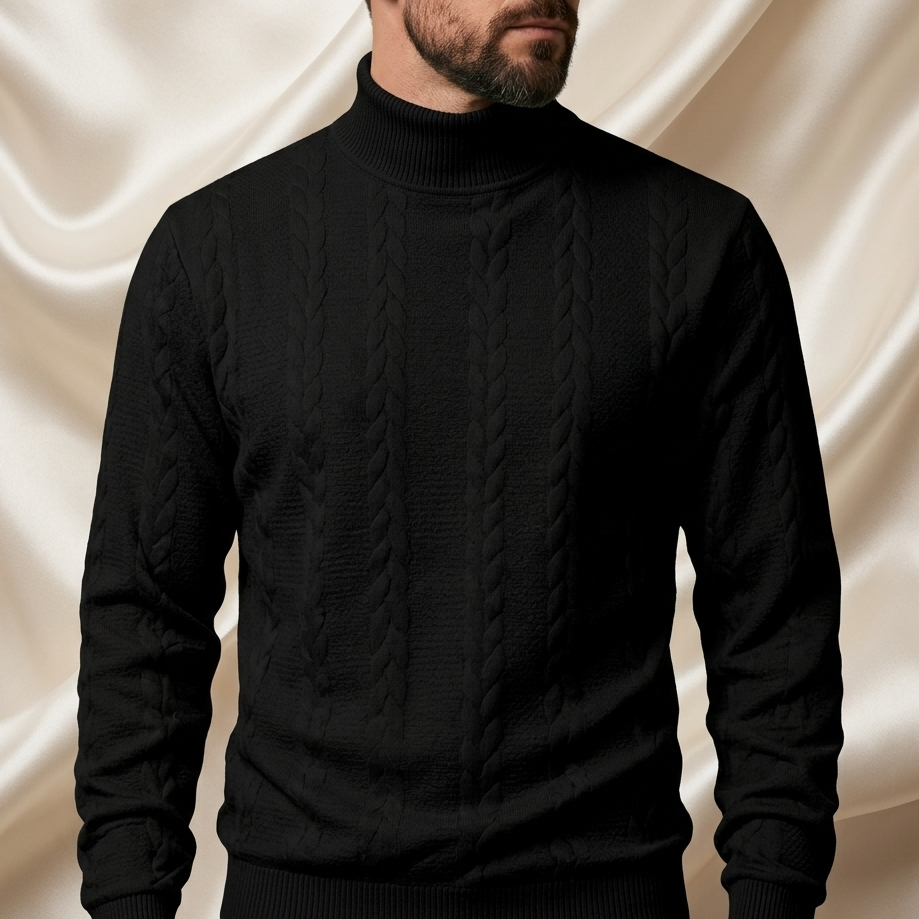 Blake Holloway Jacquard Knit Mid-Collar Sweater