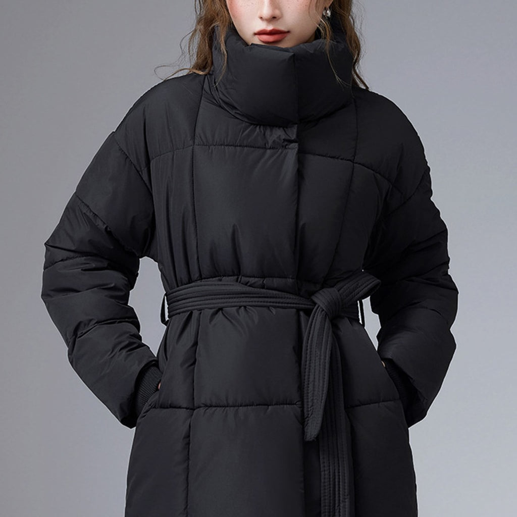 Rosella Stand Collar Belted Puffer Coat