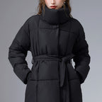 Rosella Stand Collar Belted Puffer Coat