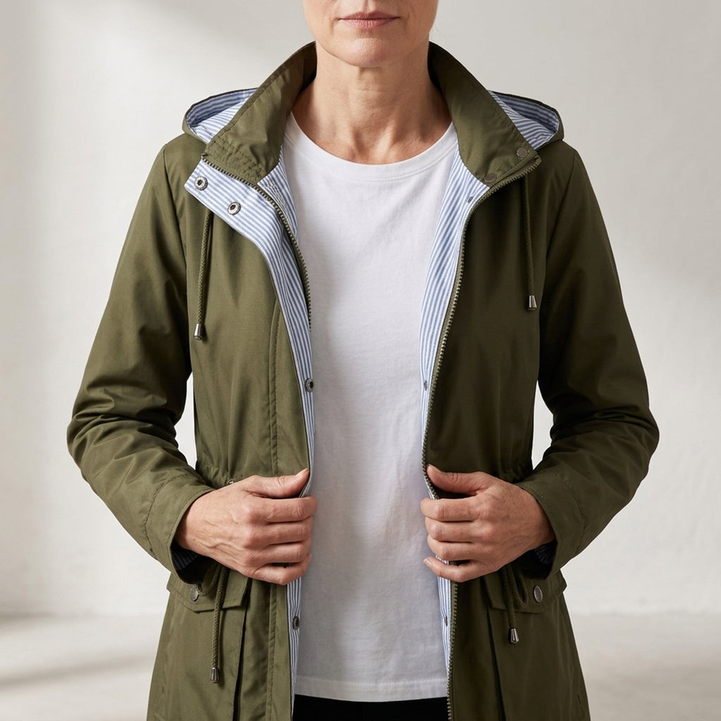 Léa Cinched Detachable Hood Windbreaker