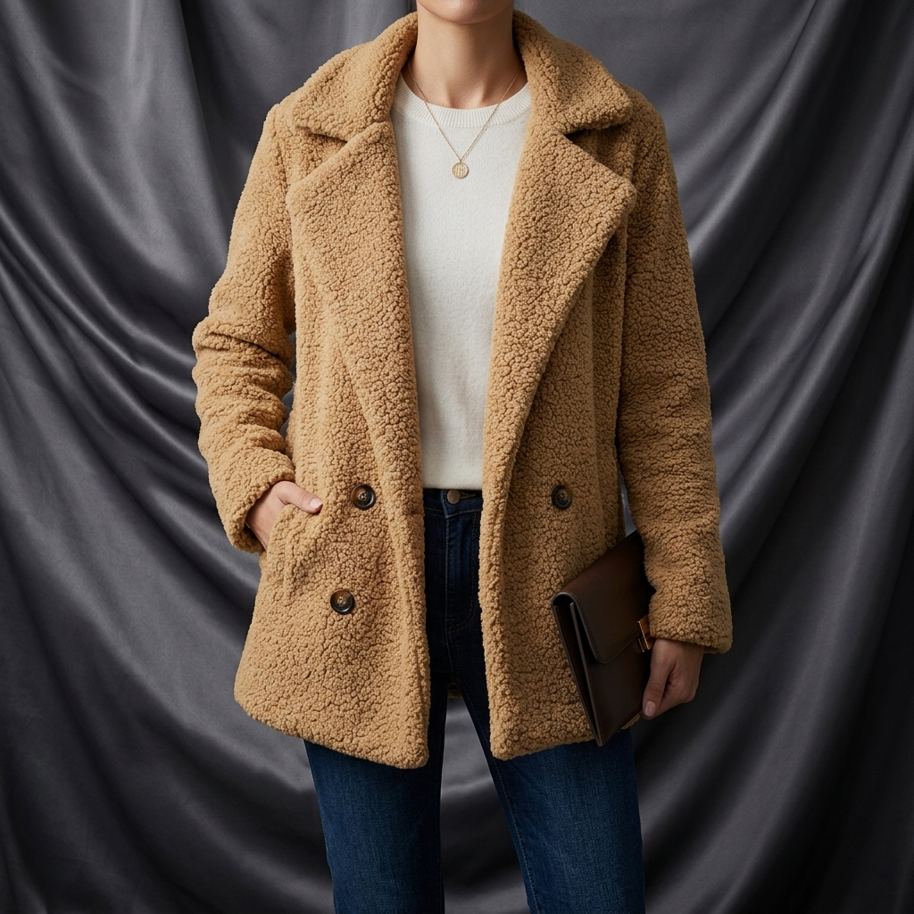 Avéra Cozy Fleeced Fall Double-Breasted Jacket