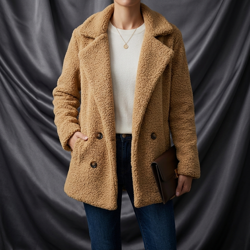 Avéra Cozy Fleeced Fall Double-Breasted Jacket
