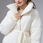 Rosella Stand Collar Belted Puffer Coat