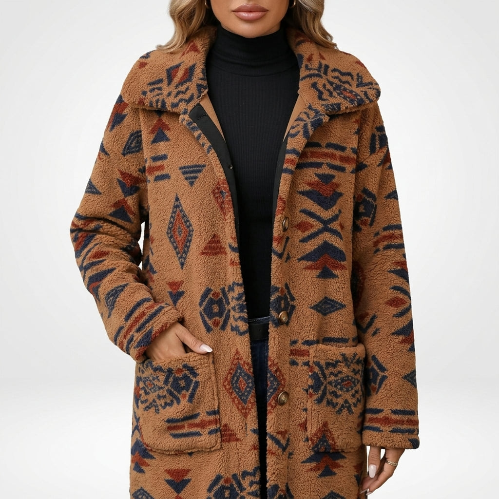 Léa Women's Long Winter Boho Indigenous Coat
