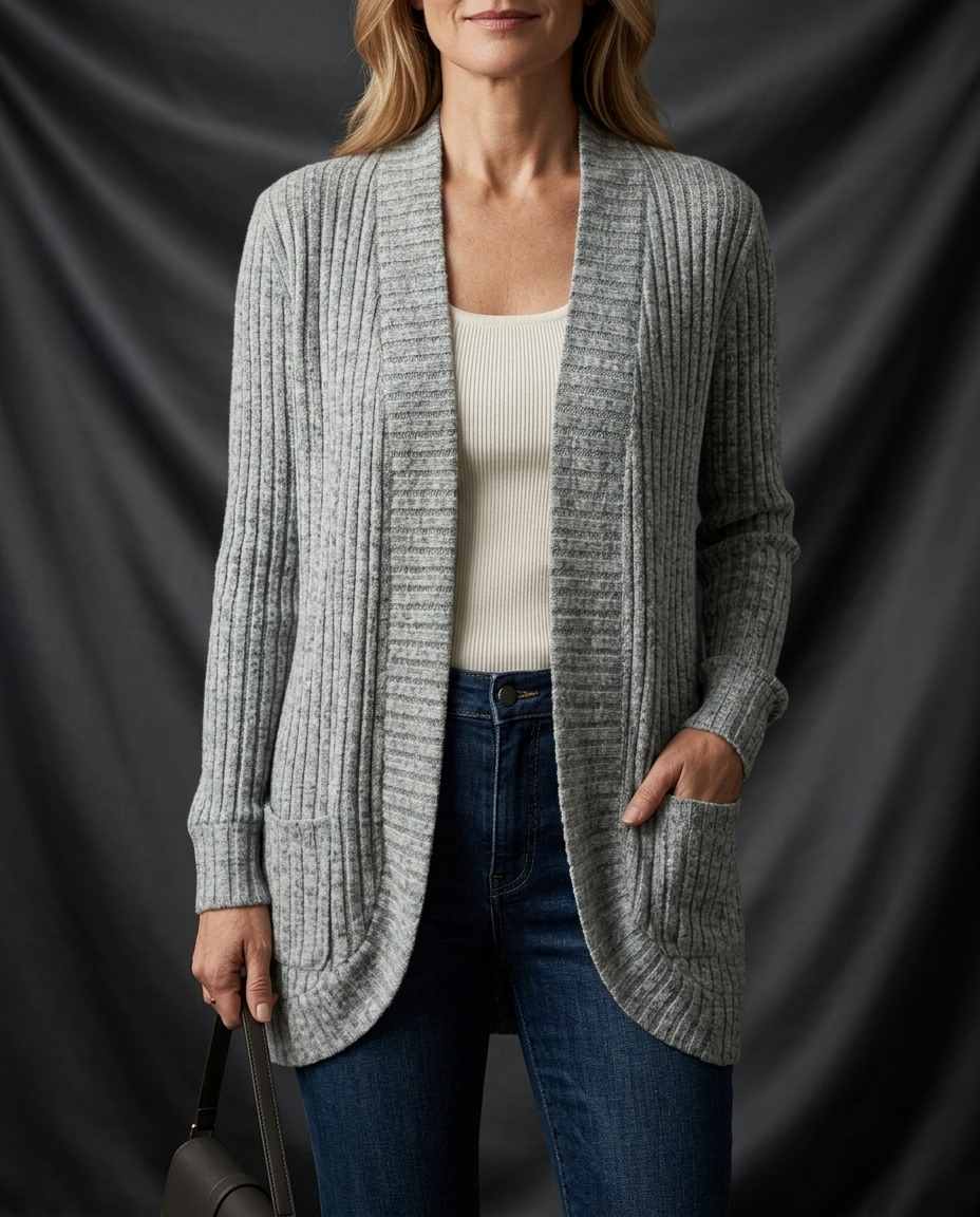 Léa Ribbed Knit Effortless Longline Cardigan