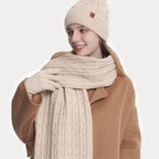 Léa Cable Knit Pom Beanie Scarf Set