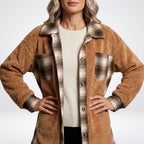 Léa Women's Plaid Plush Long Jacket
