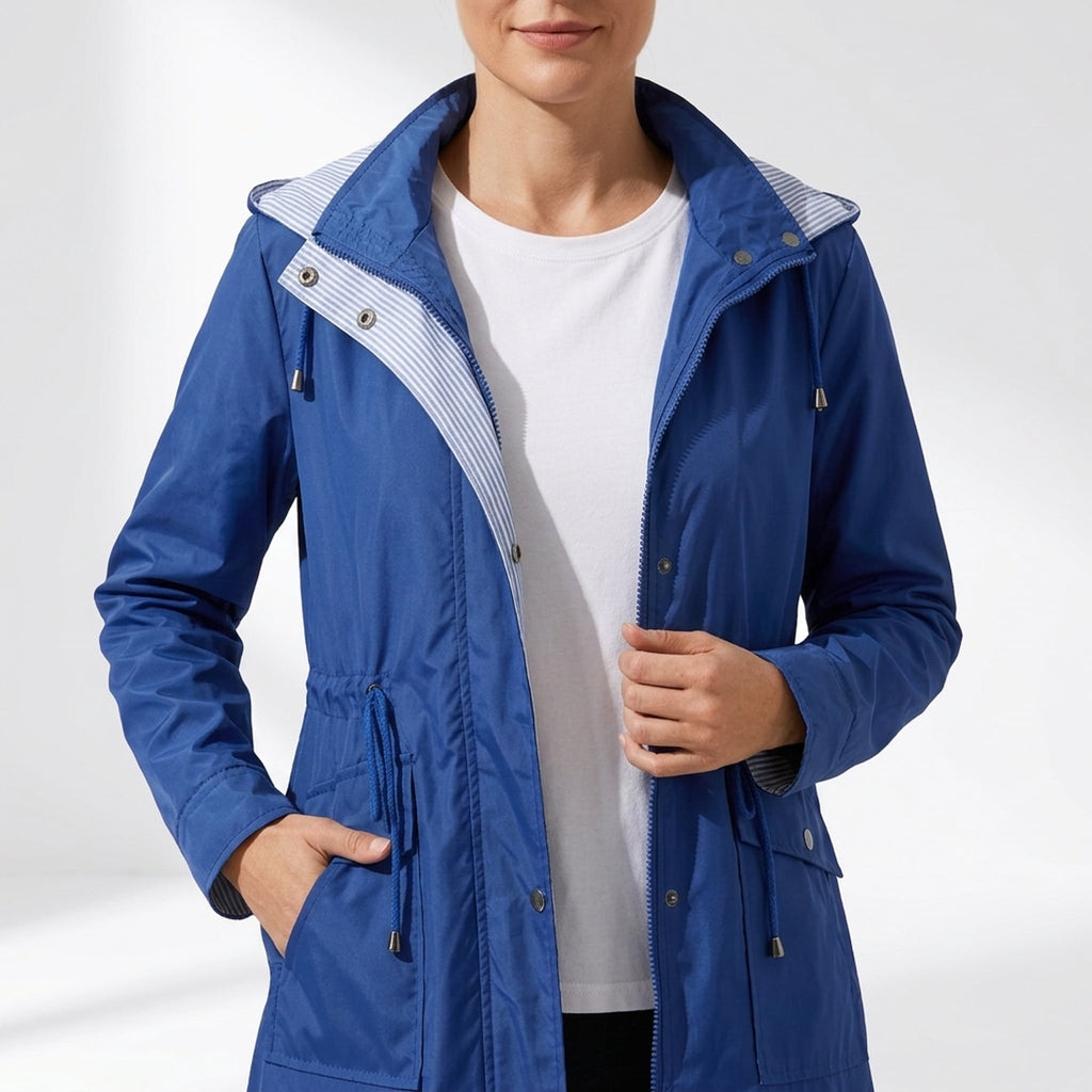 Léa Cinched Detachable Hood Windbreaker