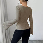 Léa Draped Neck Ribbed Sweater
