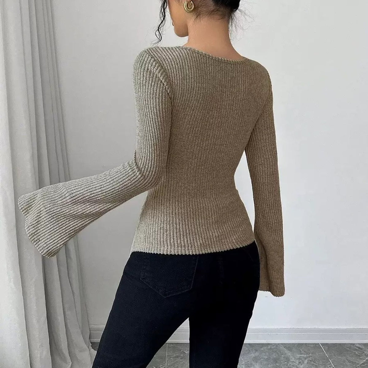 Léa Draped Neck Ribbed Sweater