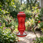 EdenCraft Artisan Glass Hummingbird Feeder with Ant Moat