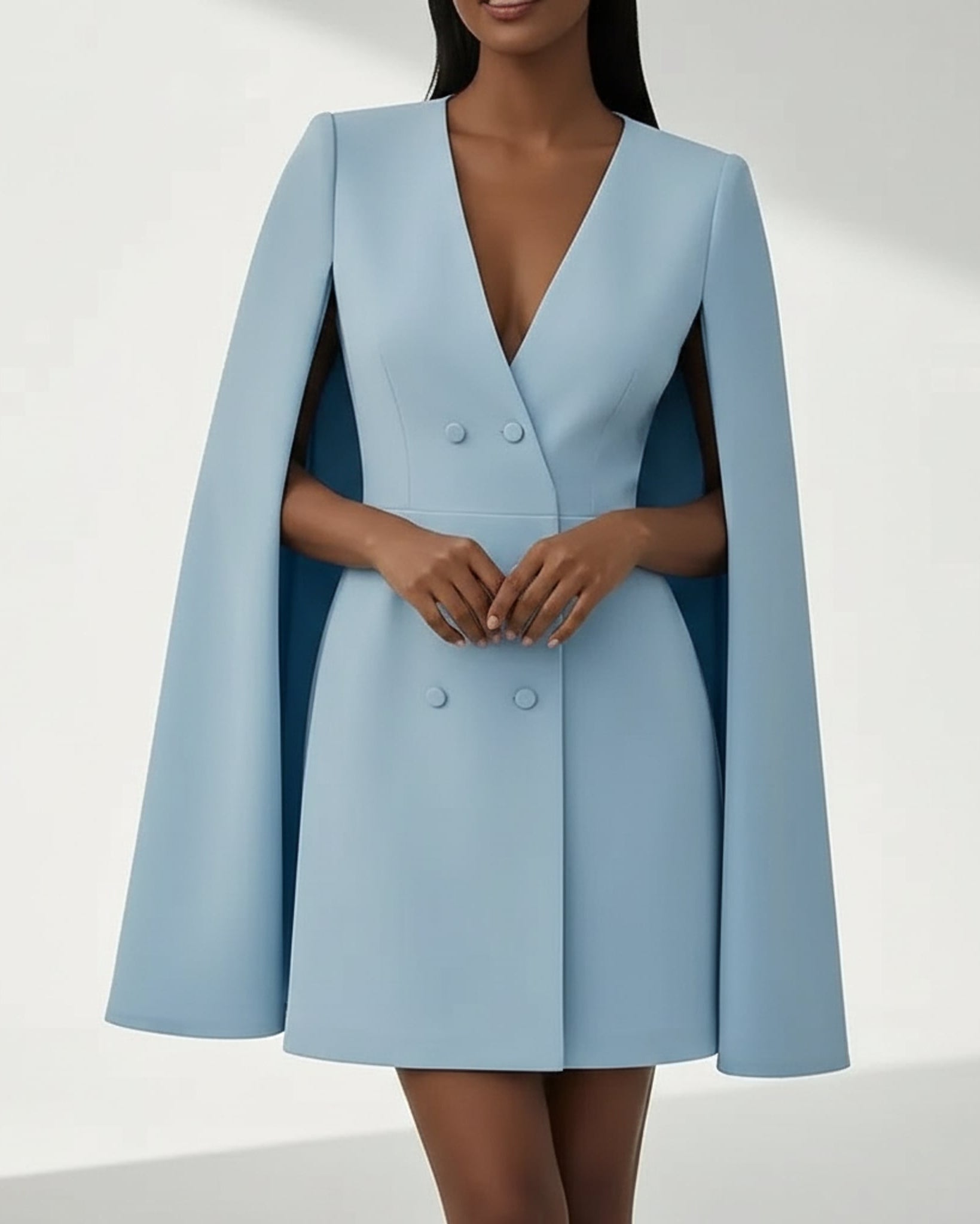 Léa Double-Breasted Shawl Business Casual Dress