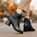 Élise Square Toe Chunky Heel Booties